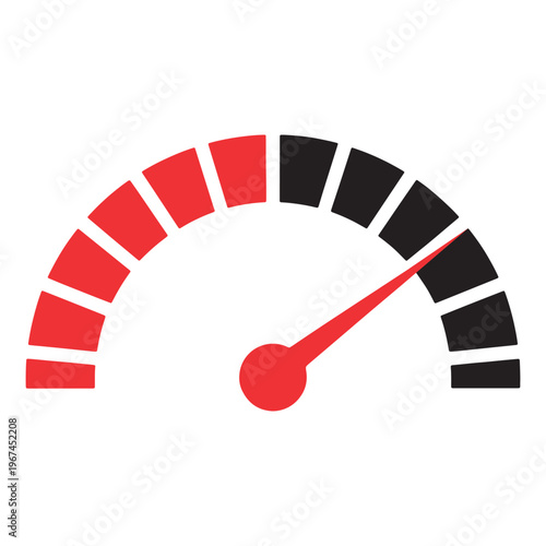Speedometer gauge indicating a high reading near the maximum limit