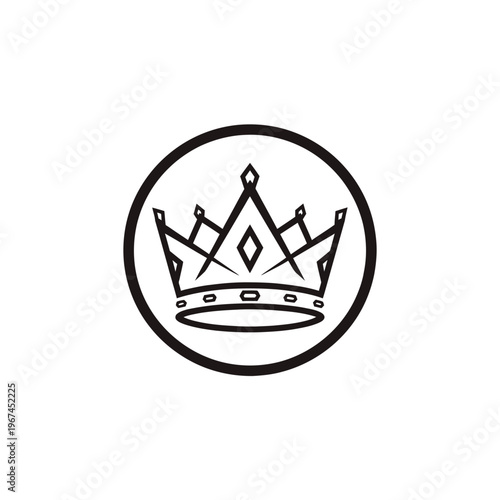 Elegant crown emblem inside a circle representing royalty and power.