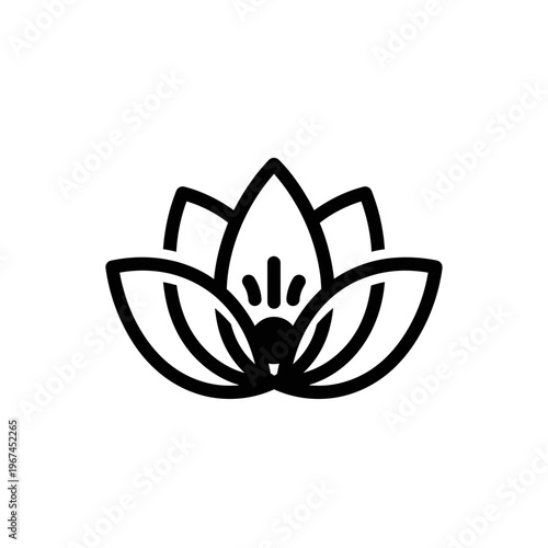 Elegant lotus flower icon representing purity enlightenment and spiritual growth in minimalist design.