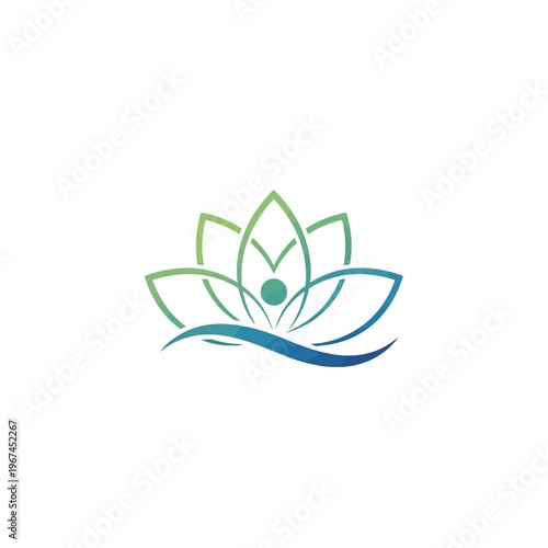 Elegant lotus flower logo design representing peace and tranquility in nature.