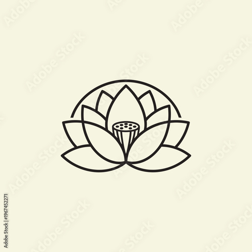 Elegant lotus flower logo design representing purity and enlightenment in a minimalist style.