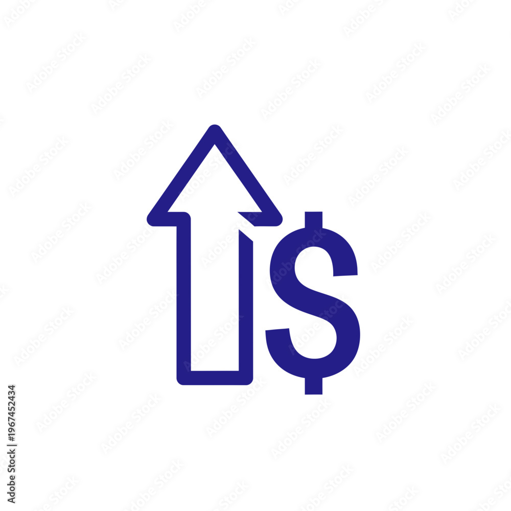 Obraz premium Financial growth concept with dollar sign and upward arrow representing increase.