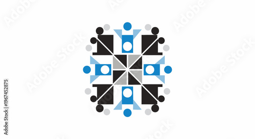 Abstract community and social network logo, symbolizing diverse connected individuals on an isolated white background.