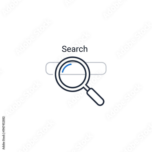 Magnifying glass icon representing search functionality on a white background.