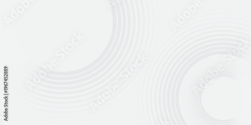 Abstract white geometric lines glowing on a gray background. Modern glossy white circle line pattern. Suitable for covers, posters, web, banners.