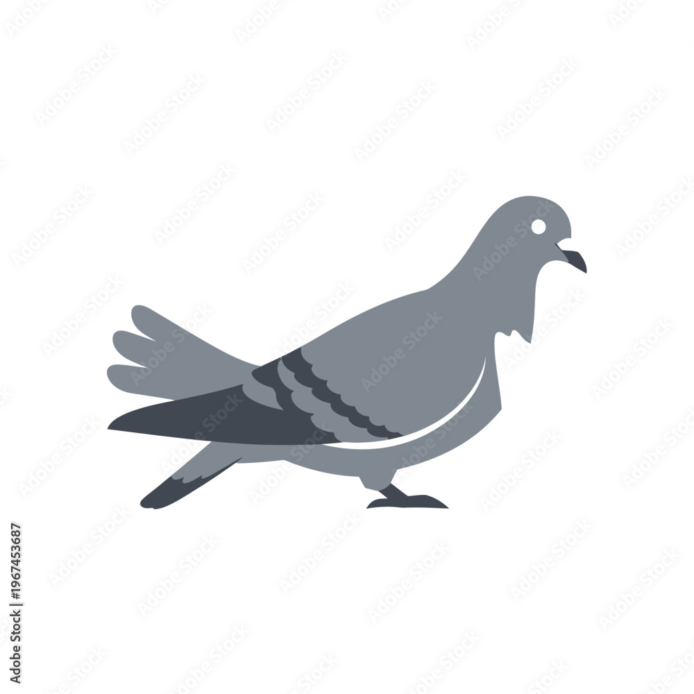 Fototapeta premium A detailed illustration of a grey pigeon standing on the ground showcasing its features.
