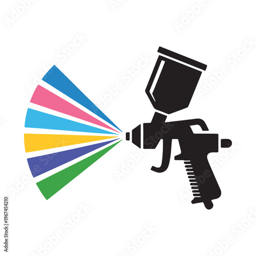 Colorful spray paint fan illustration depicting a spray gun in action