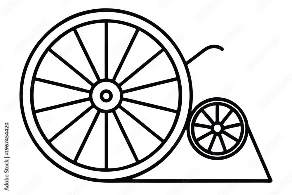 Fototapeta premium Monochrome Black and White Dynamic Wheel Slowing, Depicting Process Completion in Digital Media