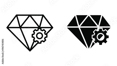 Contrasting geometric designs with mechanical gears in diamond shapes