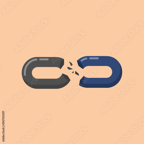 Broken chain illustration representing disconnection and separation concept.