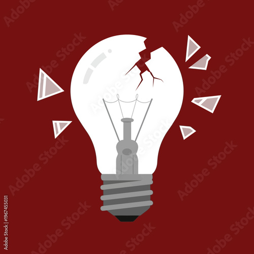 Broken lightbulb representing failure ideas and innovation challenges in business.