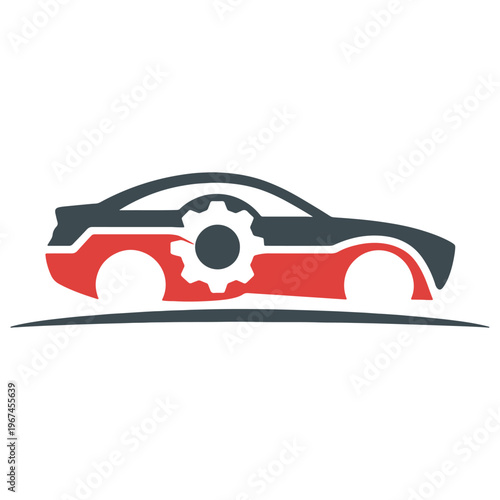 Stylish red-braked sports car silhouette against a plain background