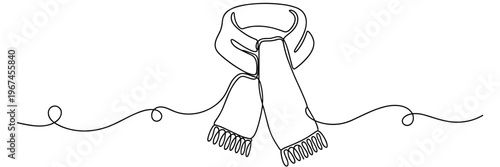 Scarf draped around collar in continuous line drawing, none editable strokes