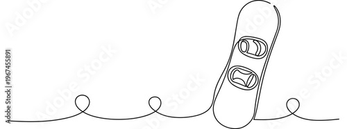 Soda can pull tabs resting on wavy continuous line background, none editable strokes