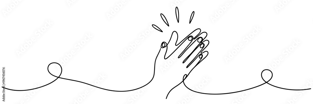 Obraz premium Hands clapping in continuous line over white background, none editable strokes