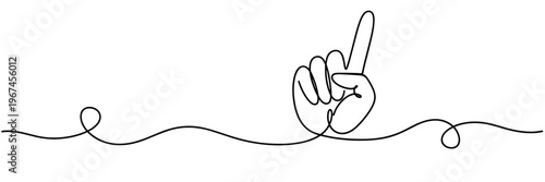 Hand pointing upward on continuous line art minimal illustration, none editable strokes