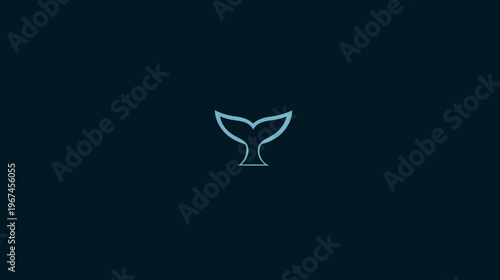 A simple, minimalist logo showing a stylized whale tail, a calm dark blue design
