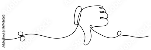 Hand showing thumbs down gesture in minimal line drawing, none editable strokes