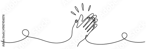 Hands clapping in continuous line over white background, none editable strokes