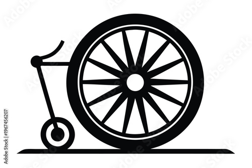Foto Stylized Black and White Spinning Circle Halting, Indicating Task End or Data Tr