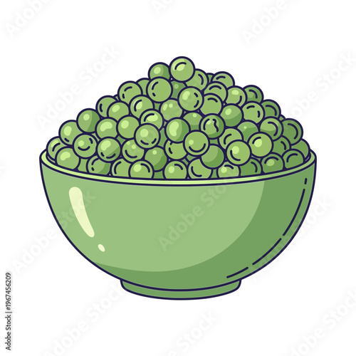 Green peas overflowing from a light green ceramic bowl fresh and healthy.