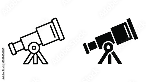 Two different styles of telescope illustrations on a plain background