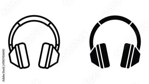 Comparison of two different types of over-ear headphones designs shown in black and white