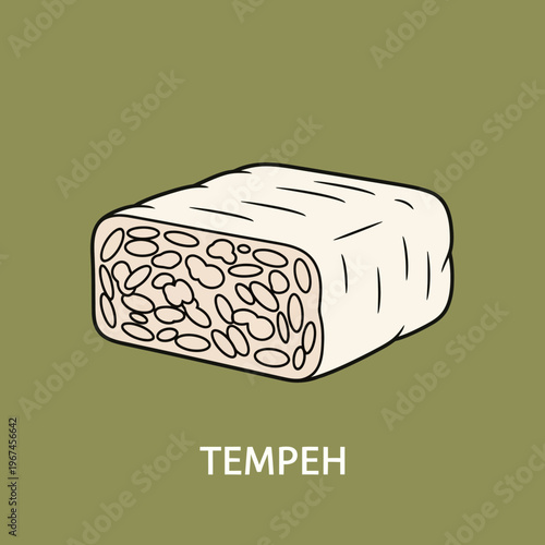 Tempeh block illustration a healthy and nutritious plantbased food item.