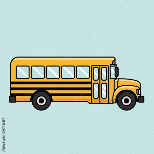 Yellow school bus illustration perfect for educational and transportation themes side view.