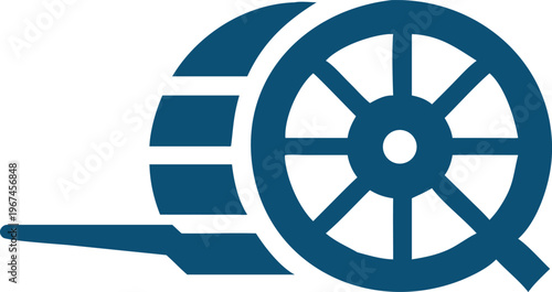 Circular Motion Pattern of a Spinning Wheel Slowing Down Monochrome Illustration