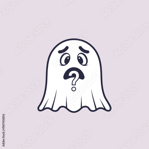 Confused ghost with a question mark expressing uncertainty and bewilderment.