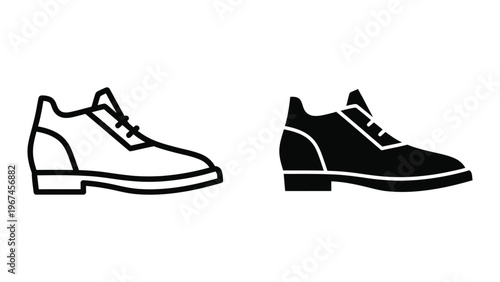 Contrasting black and white sneakers side by side illustration