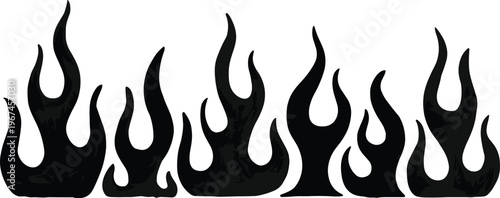 Classic hot rod flames black silhouette pack for custom automotive paint and racing car vinyl decals.