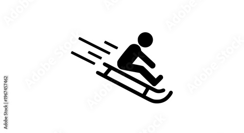 Winter downhill slide black white icon