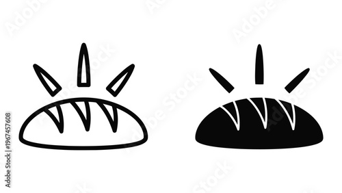 Contrast between traditional and modern stylized bread loaves with flame icons above them.