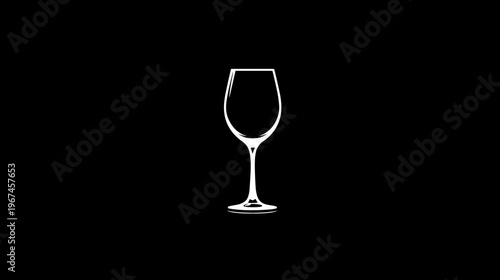 A simple white outline of a wine glass centered on a black background. Minimalist design