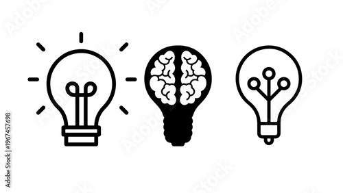 light bulb idea concept, lamp line icon set ,idea lamp icon collection,flat style, stock vector 