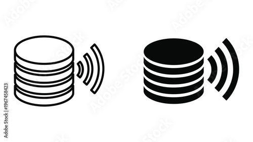 Wireless data transfer between two storage devices illustrated with signal waves