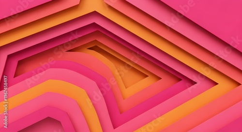Abstract 3D Layered Geometric Background in Pink and Orange