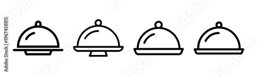 Silver cloche food cover icons for fine dining and restaurant service