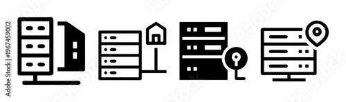 Server racks and data center icons, representing technology and colocation services