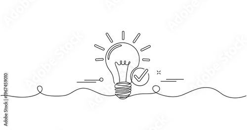 Minimalist lightbulb line art with abstract design elements. None editable stroke