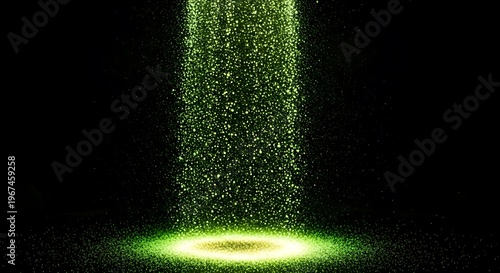 Abstract Shower of Green Particles Illuminating the Darkness with a Subtle Glow