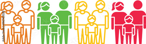 A variety of colorful plastic chairs neatly arranged in a row