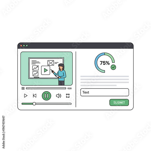 Online learning platform with video lecture and quiz interface.