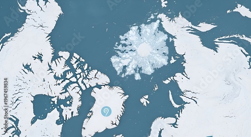 Satellite view of a frozen Arctic landscape showcasing glacial formations and icy expanses under a clear sky, highlighting global climate patterns
