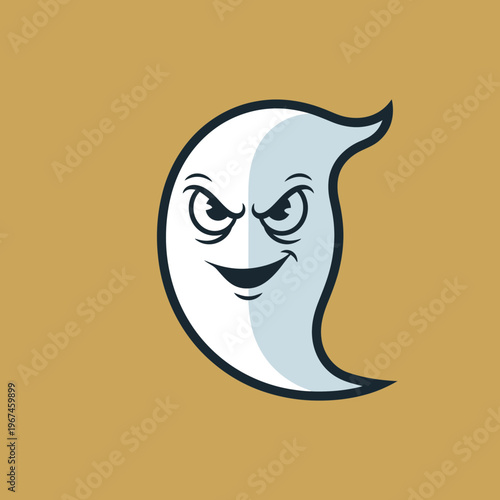 Sinister Ghostly Figure with Mischievous Expression and Evil Eyes.