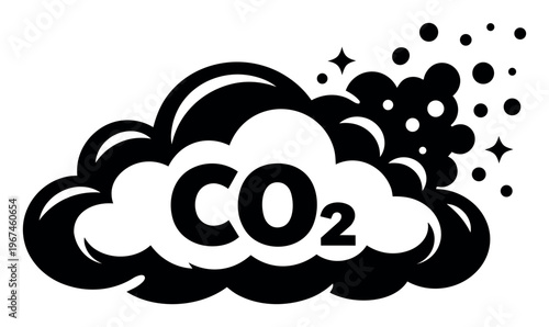 CO2 gas forming a smog cloud, symbolizing carbon dioxide emission, greenhouse effect, and environmental pollution