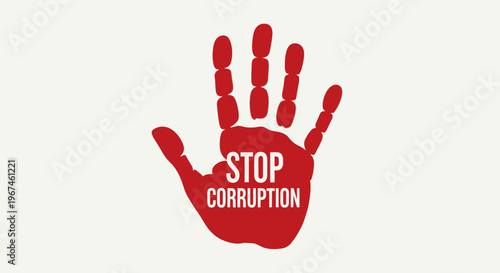 Stop Corruption Campaign Symbol Red Hand.