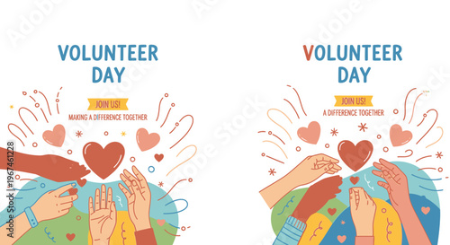 Volunteer Day Community Service Event Illustration.